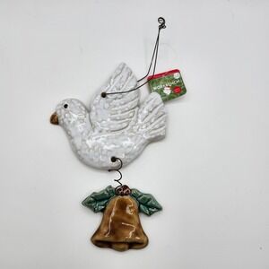 Santa's Workbench Glazed Ceramic Dove with Bell Christmas Decor JoAnn Store 2002